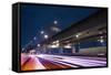 City Night Scene with Light Trails of Cars on Road in Taipei, Taiwan.-elwynn-Framed Stretched Canvas