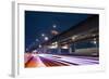 City Night Scene with Light Trails of Cars on Road in Taipei, Taiwan.-elwynn-Framed Photographic Print