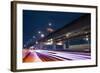 City Night Scene with Light Trails of Cars on Road in Taipei, Taiwan.-elwynn-Framed Photographic Print