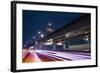 City Night Scene with Light Trails of Cars on Road in Taipei, Taiwan.-elwynn-Framed Photographic Print