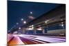 City Night Scene with Light Trails of Cars on Road in Taipei, Taiwan.-elwynn-Mounted Photographic Print