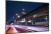 City Night Scene with Light Trails of Cars on Road in Taipei, Taiwan.-elwynn-Mounted Photographic Print