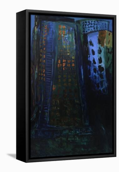 City - Night-Julie Held-Framed Stretched Canvas