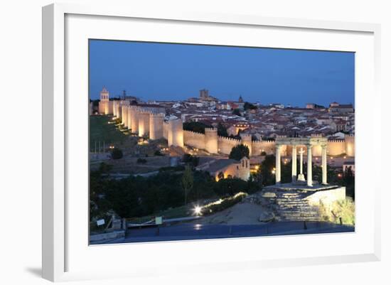 City of Avila at Dusk, Spain-p.lange-Framed Photographic Print