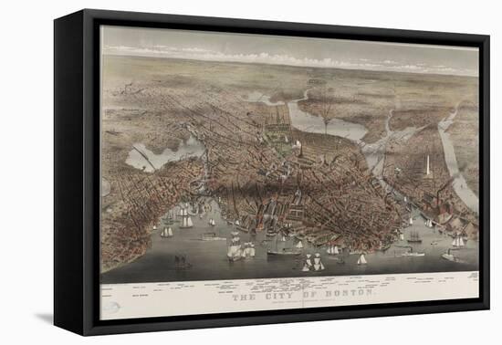 City of Boston-Currier & Ives-Framed Stretched Canvas