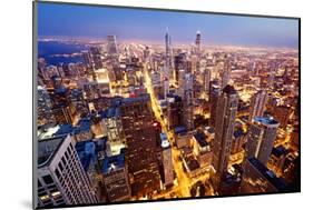City of Chicago. Aerial View of Chicago Downtown at Twilight from High Above.-Andrey Bayda-Mounted Photographic Print
