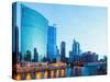 City of Chicago Downtown and River with Bridges at Dusk.-vichie81-Stretched Canvas