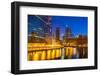 City of Chicago Downtown and River with Bridges at Dusk.-vichie81-Framed Photographic Print