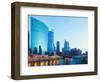 City of Chicago Downtown and River with Bridges at Dusk.-vichie81-Framed Photographic Print