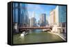 City of Chicago Downtown and River with Bridges-vichie81-Framed Stretched Canvas