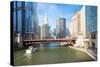 City of Chicago Downtown and River with Bridges-vichie81-Stretched Canvas