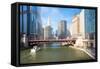 City of Chicago Downtown and River with Bridges-vichie81-Framed Stretched Canvas