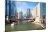 City of Chicago Downtown and River with Bridges-vichie81-Mounted Photographic Print