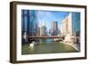 City of Chicago Downtown and River with Bridges-vichie81-Framed Photographic Print