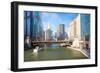 City of Chicago Downtown and River with Bridges-vichie81-Framed Photographic Print