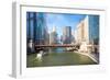 City of Chicago Downtown and River with Bridges-vichie81-Framed Photographic Print