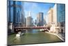 City of Chicago Downtown and River with Bridges-vichie81-Mounted Photographic Print