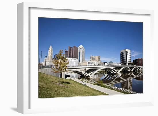City of Columbus, Ohio with the New Rich Street Bridge in the Foreground.-pdb1-Framed Photographic Print