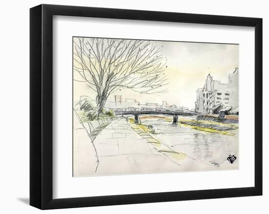 City of Kyoto Covered in Snow, Kamogawa-Kenji Fujimura-Framed Art Print