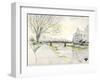 City of Kyoto Covered in Snow, Kamogawa-Kenji Fujimura-Framed Art Print