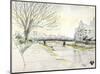 City of Kyoto Covered in Snow, Kamogawa-Kenji Fujimura-Mounted Art Print