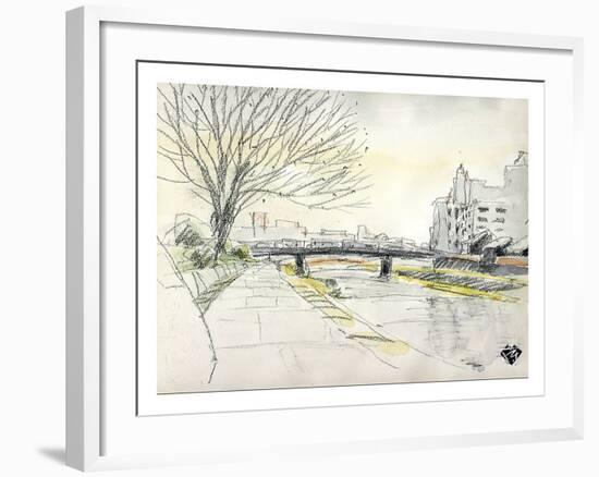 City of Kyoto Covered in Snow, Kamogawa-Kenji Fujimura-Framed Art Print