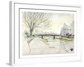 City of Kyoto Covered in Snow, Kamogawa-Kenji Fujimura-Framed Art Print