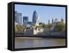 City of London Financial District Buildings and the Tower of London, London, England, UK, Europe-Amanda Hall-Framed Stretched Canvas