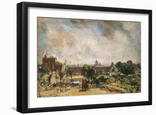 City of London from Sir Richard Steele's Cottage with the Mail Coach on the Road-John Constable-Framed Giclee Print