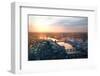 City of London Panorama in Sunset. River Thames and Bridges-IR Stone-Framed Photographic Print