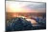 City of London Panorama in Sunset. River Thames and Bridges-IR Stone-Mounted Photographic Print