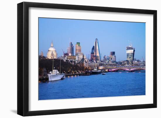 City of London Skyline and River Thames at Dusk, England, UK-Nadia Isakova-Framed Photographic Print