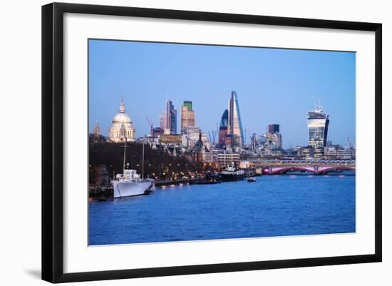 City of London Skyline and River Thames at Dusk, England, UK-Nadia Isakova-Framed Photographic Print