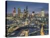 City of London skyline at dusk, London, England, United Kingdom, Europe-Charles Bowman-Stretched Canvas