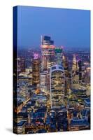 City of London skyscrapers at dusk, including Walkie Talkie building, from above, London-Ed Hasler-Stretched Canvas