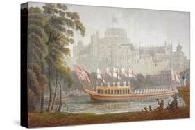 City of London State Barge Moving Up the River Thames, Windsor, Berkshire, 1812-null-Stretched Canvas