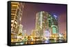 City of Miami Florida Colorful Night Panorama of Downtown-Fotomak-Framed Stretched Canvas