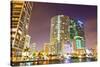 City of Miami Florida Colorful Night Panorama of Downtown-Fotomak-Stretched Canvas