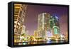 City of Miami Florida Colorful Night Panorama of Downtown-Fotomak-Framed Stretched Canvas