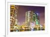 City of Miami Florida Colorful Night Panorama of Downtown-Fotomak-Framed Photographic Print