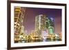 City of Miami Florida Colorful Night Panorama of Downtown-Fotomak-Framed Photographic Print