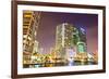 City of Miami Florida Colorful Night Panorama of Downtown-Fotomak-Framed Photographic Print