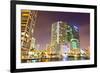 City of Miami Florida Colorful Night Panorama of Downtown-Fotomak-Framed Photographic Print