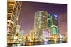 City of Miami Florida Colorful Night Panorama of Downtown-Fotomak-Mounted Photographic Print