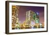 City of Miami Florida Colorful Night Panorama of Downtown-Fotomak-Framed Photographic Print