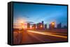 City of Miami Florida Colorful Sunset Panorama of Downtown-Fotomak-Framed Stretched Canvas