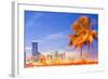 City of Miami Florida Night Skyline Palm Trees-Fotomak-Framed Photographic Print