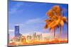 City of Miami Florida Night Skyline Palm Trees-Fotomak-Mounted Photographic Print