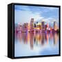 City of Miami Florida Night Skyline-Fotomak-Framed Stretched Canvas