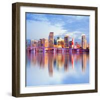 City of Miami Florida Night Skyline-Fotomak-Framed Photographic Print